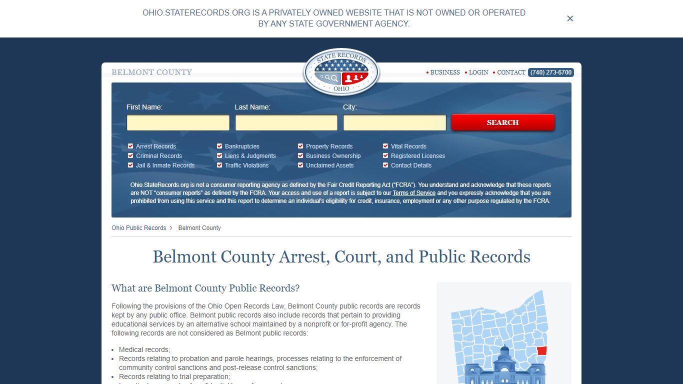 Belmont County Arrest, Court, and Public Records